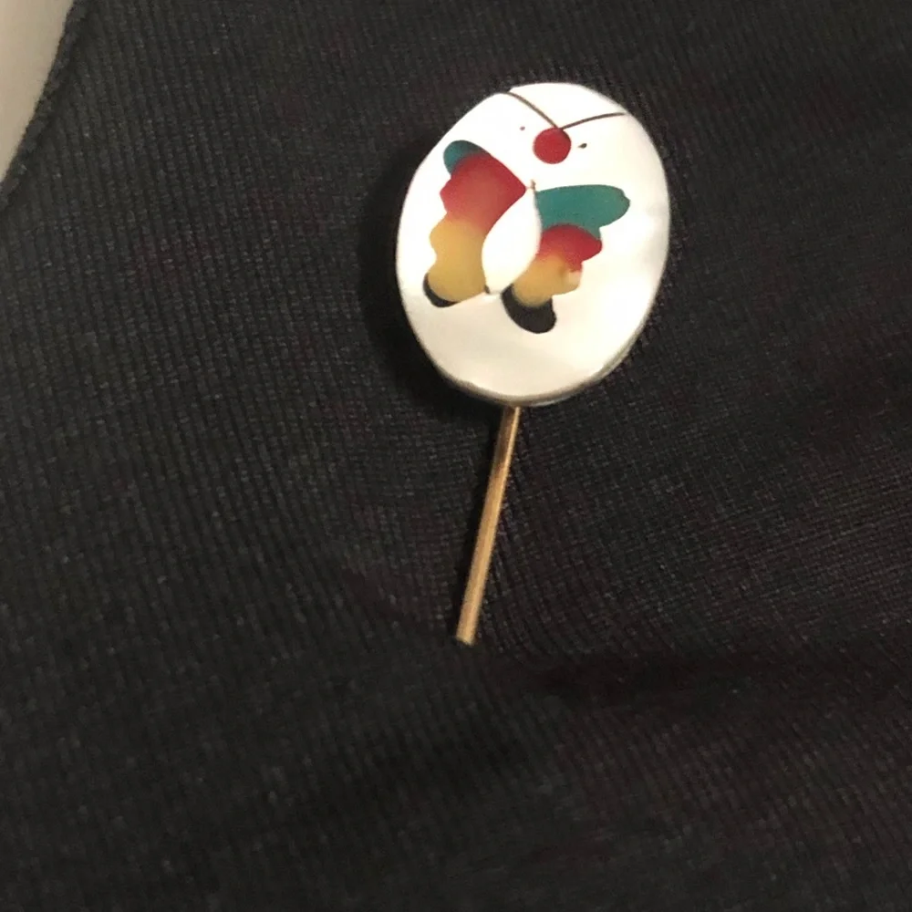 Vintage Butterfly MOP Inlay Stickpin